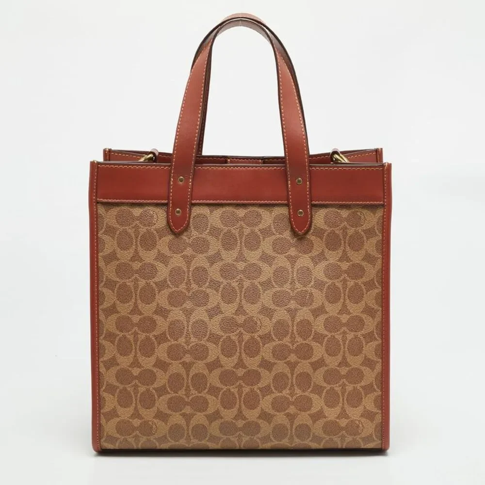 Coach Field Patches Brown Signature Coated Canvas And Leather Tote